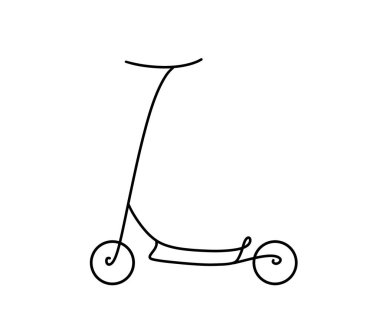 Modern çizgi sanatı, zarif kıvrımlarını ve fonksiyonel tasarımını vurgulayan minimalist yaklaşımlı bir scooter 'ı gösteriyor. Sanat meraklıları ve ulaşım aşıkları için mükemmel..