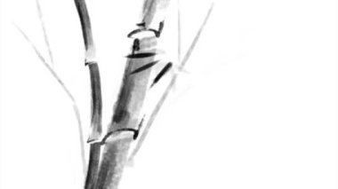 Bambu dallı küçük bir kuş