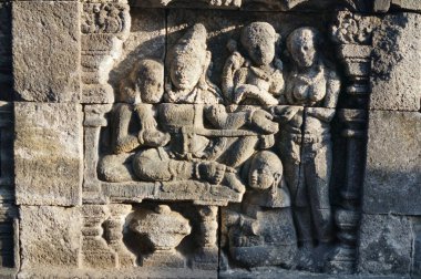 Endonezya 'daki Bourobudor Tapınağı' ndaki rahatlamanın kadim rahatlığı.