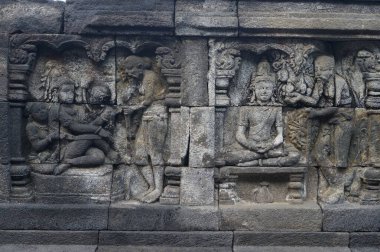 Endonezya 'daki Bourobudor Tapınağı' ndaki rahatlamanın kadim rahatlığı.