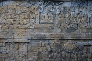 Endonezya 'daki Bourobudor Tapınağı' ndaki rahatlamanın kadim rahatlığı.