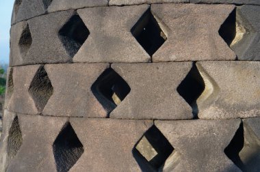 Endonezya 'daki Borobudur Tapınağı' nda taş duvar