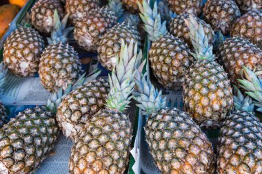 Free Fair Street Market Stall With Pineapple. Traditional Brazilian Free Fair.