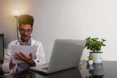 Brazilian Black Doctor or Veterinarian Working at Home. 