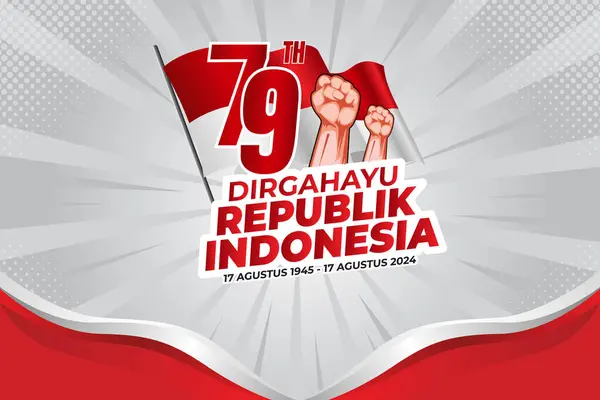 17 Ağustos bağımsızlığı. Endonezya Cumhuriyeti 'nin 79. bağımsızlık gününü kutlamak için tasarım şablonu, 17 Ağustos. Kırmızı ve beyaz renklerle bağımsızlık kutlamaları. Bildirim Günü