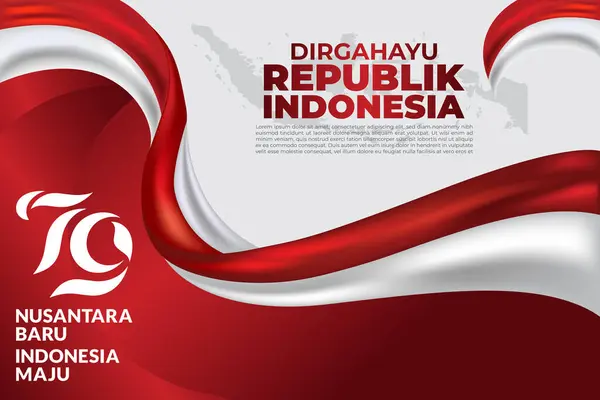 Endonezya Bağımsızlık Günü 'nün 79. yıldönümü. Kırmızı beyaz kurdele tasarımı.