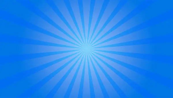 Merkezinde ışın ya da çizgiler olan geçmişe dönük bir arkaplan. Güneş patlaması ya da güneş patlaması. Mavi renkler. Vektör illüstrasyonu