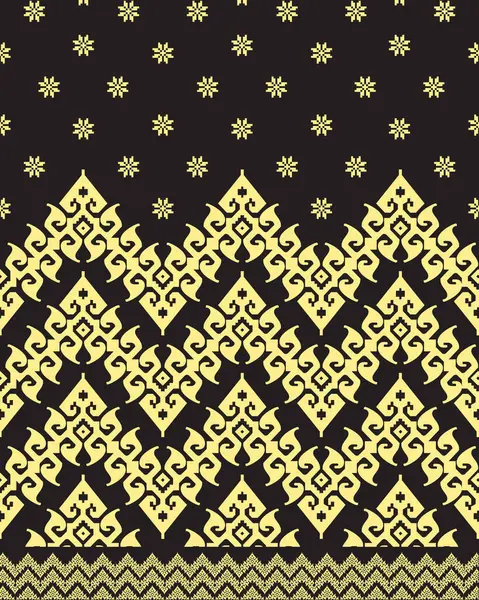 Endonezya Riau Malay batik motifi için vektör illüstrasyonu. Batik motifler, bez kumaşlar, dekorasyonlar, arka planlar, çerçeveler için uygun