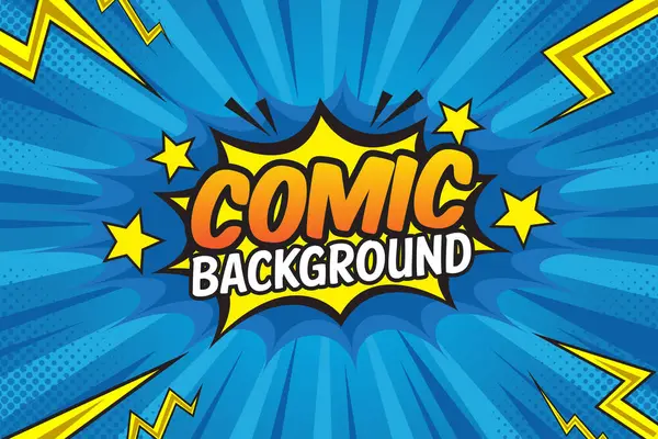 Yıldızlı Pop Art çizgi romanı. Mavi Çizgi Film Vektör İllüstrasyonu