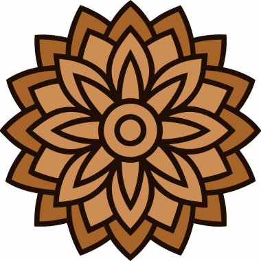 Mandala Wood Carving Art Vector Editable Illustration Image Design clipart