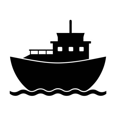 Minimalist boat on waves silhouette vector artwork, perfect for nautical-themed decor. Ideal for creating stylish, modern, and artistic designs with a simple yet elegant touch. clipart