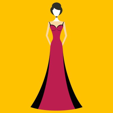 Kızlar Moda Elbisesi Vektör Sanatı Çizim Tasarımı
