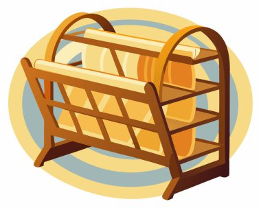 Rattan Magazine Rack Vector Art Hobbyist Furniture Illustration Design clipart