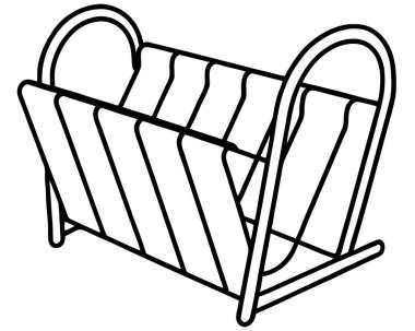 Rattan Magazine Rack Vector Art Hobbyist Furniture Illustration Design clipart