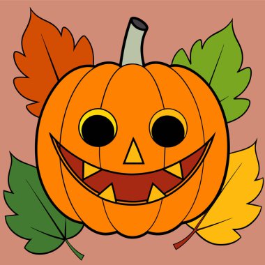 Carved pumpkin Halloween vector art illustration design, perfect for festive and spooky decorations. Ideal for digital Halloween projects, party invitations, and seasonal decor. clipart