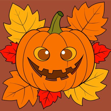 Carved pumpkin Halloween vector art illustration design, perfect for festive and spooky decorations. Ideal for digital Halloween projects, party invitations, and seasonal decor. clipart