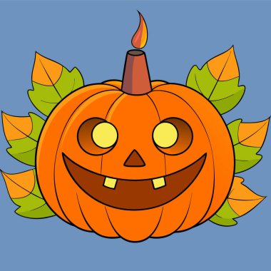 Carved pumpkin Halloween vector art illustration design, perfect for festive and spooky decorations. Ideal for digital Halloween projects, party invitations, and seasonal decor. clipart