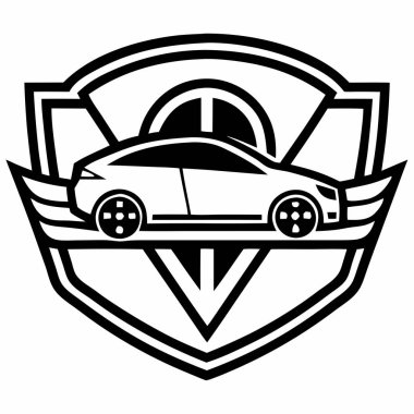 Car Shield Emblem Line Art Logo Silhouette Vector Artwork Design clipart