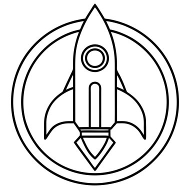 Rocket Ship Line Art Logo Icon Printable Vector Design Artwork clipart