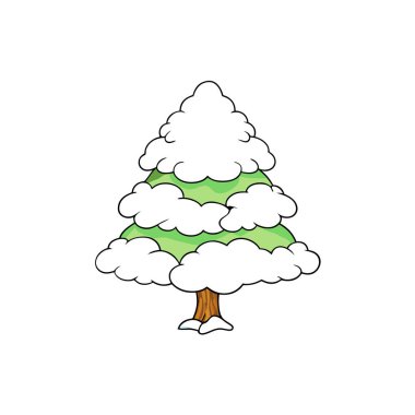 Snow Covered Tree Winter Landscape Vector Illustration for Seasonal Designs clipart