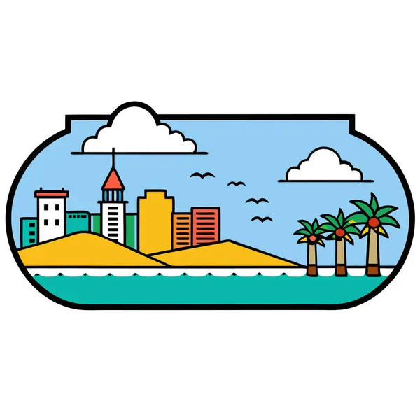 Destin Florida Sahil Sahili Vektör Sanat Çizimi Tasarımı