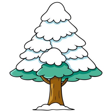 Snow Covered Tree Illustration Winter Landscape Graphic Design for Print clipart