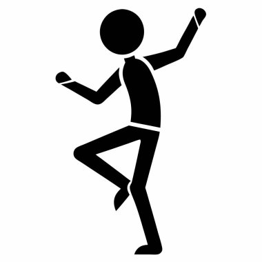 Playful Stick Figure Dance Pose Silhouette Vector Art for Fun and Energetic Design Projects clipart