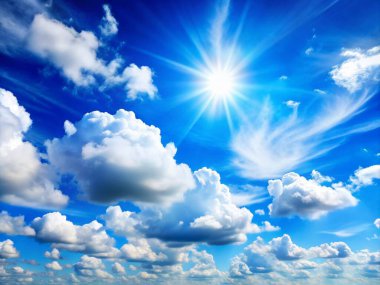 White Clouds in a Blue Sky Wallpaper for Travel Promotions and Calming Visual Backgrounds clipart