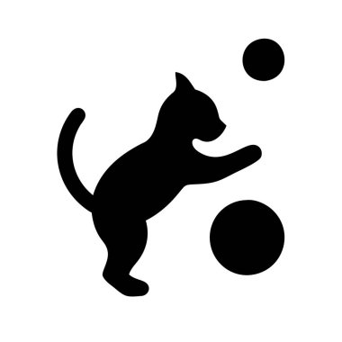 Playful Cat Silhouette Icon Vector Illustration Perfect for Pet Stores, Veterinarians, and Animal Shelters clipart