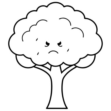 Charming sad tree vector illustration ideal for children's books, eco-branding, comics, or t-shirts. This lovable character brings nature themes to kids products and educational materials. clipart