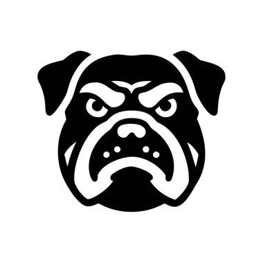 Powerful angry bulldog silhouette vector icon, perfect as a mascot logo for sports teams, branding, and stylish T-shirt designs. Ideal for dynamic, fierce, and bold visuals. clipart