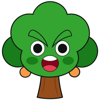 Angry Tree Character Cartoon Illustration Expressive Nature Icon for Campaigns, Branding and T shirt design clipart