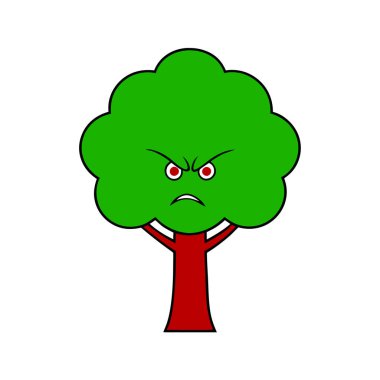 Angry Tree Character Cartoon Illustration Expressive Nature Icon for Campaigns, Branding and T shirt design clipart