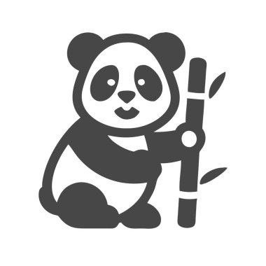 Cute Panda with Sugarcane Icon Perfect Wildlife Symbol for T Shirts, Kids Products, and Eco Friendly Branding clipart