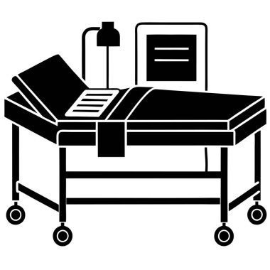 Hospital Bed Icon Silhouette Vector Illustration Medical Equipment Graphic for Healthcare Design clipart