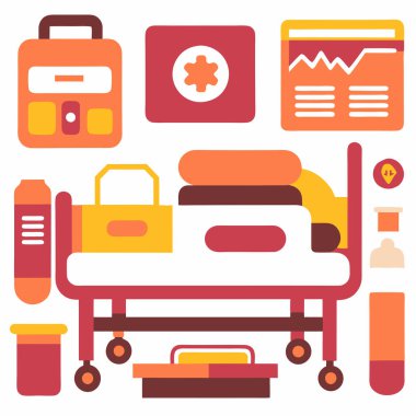 Hospital Bed Icon Silhouette Vector Illustration Medical Equipment Graphic for Healthcare Design clipart