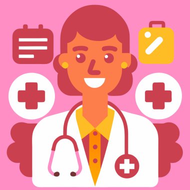 Stetoskop ile Gülen Doktor Sağlık Tasarımları için Profesyonel Profesyonel Clipart