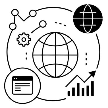 Global Data Analysis and Insights Vector Illustration for Business Intelligence & Data Visualization clipart