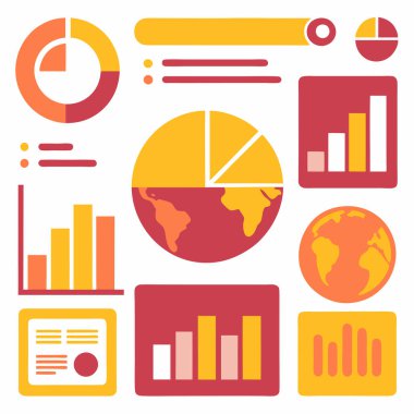 Global Data Analysis and Insights Vector Illustration for Business Intelligence & Data Visualization clipart