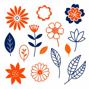 Floral Elements for Spring and Summer Design Projects Perfect for Branding and Textile Patterns clipart