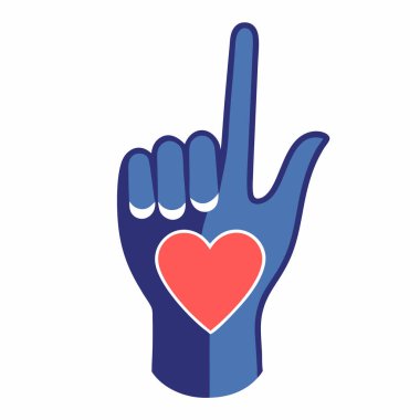 Hand with Heart Gesture Vector Illustration for Love and Peace clipart