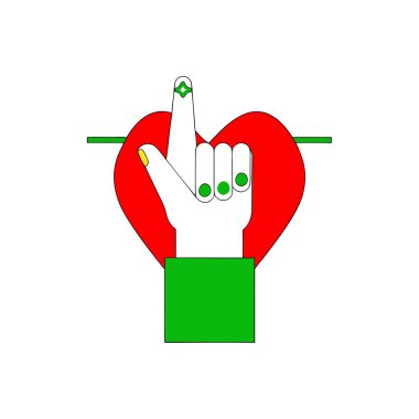 Hand with Heart Gesture Vector Illustration for Love and Peace clipart