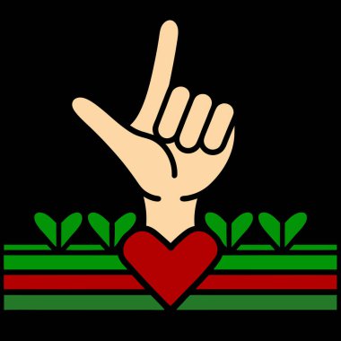 Hand with Heart Gesture Vector Illustration for Love and Peace clipart