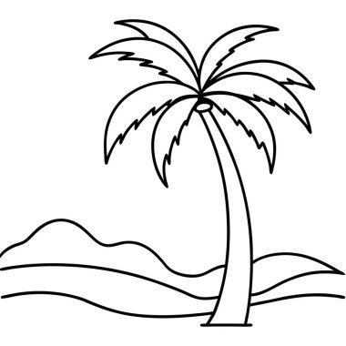 A Palm Tree by the River Vector Illustration Tropical Nature Graphic Design clipart