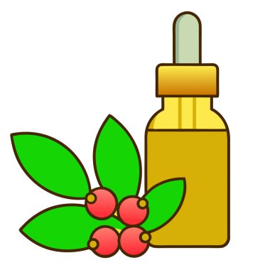 Clove Buds with a Small Bottle of Clove Essential Oil Aromatherapy Vector Illustration Design clipart