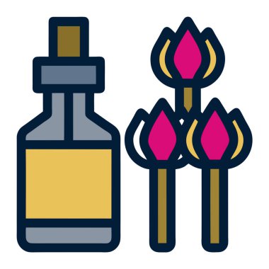 Clove Buds with a Small Bottle of Clove Essential Oil Aromatherapy Vector Illustration Design clipart