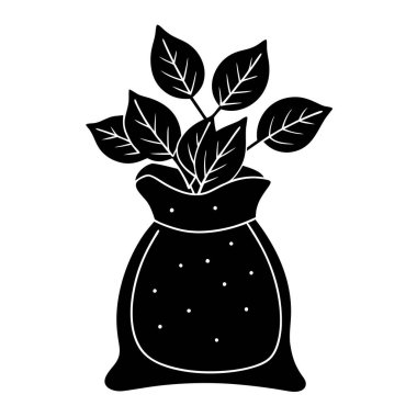 Taze Oregano Kurutulmuş Oregano ile Küçük Kese Vektör Sanat Çizimi Tasarımı Yapıyor