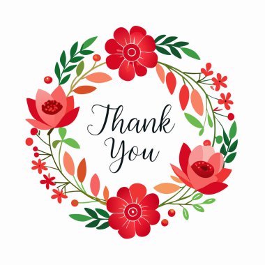 Zarif Çiçek Teşekkür Kartı Vektör Çizimi