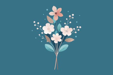 Minimalist Çiçek Buketi Vektör Gösterimi Şık Dekorasyon Tasarımı