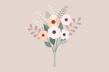 Minimalist Çiçek Buketi Vektör Gösterimi Şık Dekorasyon Tasarımı